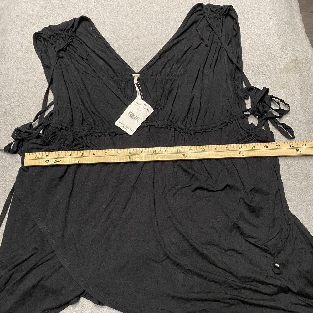 Free People Aries Tank Top Small Black Tie Cinch Flow Festival‎ NEW
